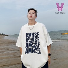 발포 프린트 반팔 티셔츠 여학생, 202화이트, 2XL