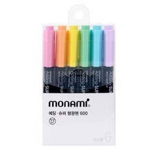 모나미 에딩슈퍼 600 형광펜 6색 세트, 파스텔, 1세트