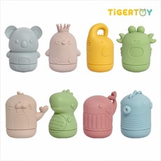 실리콘 물놀이 8p + 교구바구니(소)1개(색상랜덤), 1개
