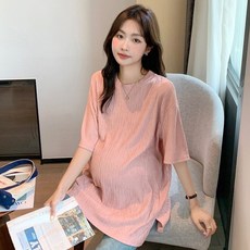 임부복 상의 봄 여름 임산부 심플 반팔 티셔츠 빅사이즈 여자 캐주얼 루즈핏 라운드넥 이너 얇은 반팔티 WMY