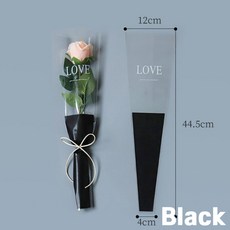 파티브로 레터링 한송이 꽃다발 투명 포장지 OPP 봉투, 50장, 블랙