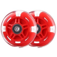 WHEELGOO 후면 80mm 라이트 업 화이트 플래시 3륜 아동용 스쿠터 교체 휠 Micro Globber Lascoota 킥 스쿠터와 호환 2팩 (블루) 135188 5, 레드