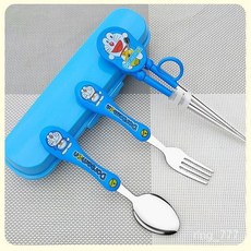 卡通兒童學習筷三件套裝：訓練筷、練習筷、輔助筷，初學者適用，含湯匙、叉子，趣味卡通設計，安全材質, 1個, 海綿寶寶,單個勺子（沒有筷子）