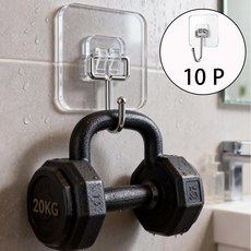 KLW 강력 접착식 후크 하중 20KG 방수 무타공 걸이 욕실 주방 다용도실, 투명한, 10개