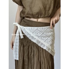 허리스카프 화이트 레이스 여성 삼각스카프 레이어드 엉덩이커버 허리밸트