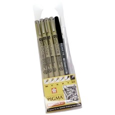 Sakura 櫻花 筆格邁代針筆/漫畫筆套裝 (6支入), 詳見包裝, 黑+白