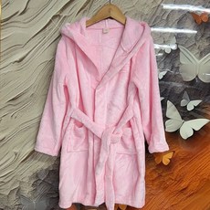 Doly秋冬加厚兒童浴袍法蘭絨，可穿可裹不掉毛，帶帽保暖，寶寶洗澡必備