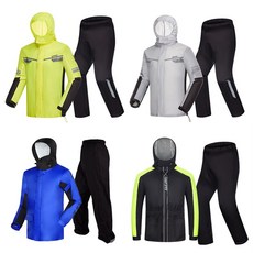 남자 경량 오토바이우비 비옷 상하세트, 004-네온