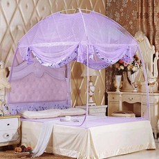 firstok 돔형 사각 모기장 -180x200cm -퍼플 침대용모기장