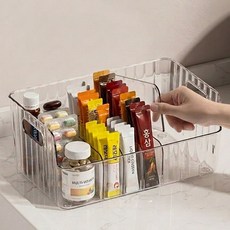 캄핏 손잡이 칸막이 수납 트레이, 1개, 투명