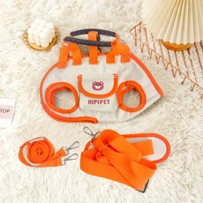 소형견용 휴대용 강아지 백팩 슬링백 크로스백 가슴가방 테디 비숑 포메라니안 여행용 숄더백 캐리어 가방, 1개, 크리스탈 오렌지 가로형 백팩