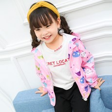 鹿拉拉 LU-LALA 女童風衣外套 台灣現貨 春秋中小童貓咪印花外套