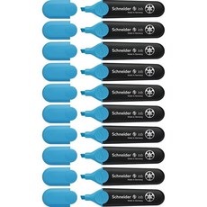 슈나이더 Schneider 잡 하이라이터 파스텔 끌 팁 1 + 5mm 블랙 배럴 다양한 잉크 색상 형광펜 6개 팩: 터키석 민트 바닐라 복숭아 라벤더 라이트, 블루, 블루