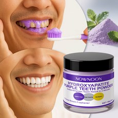 퓨리븐 퍼플 가루 치약/치아미백/치아 관리 파우더 6Og 흡연 얼룩 커피 착색 클리닝 구강 청결제 미백 치약 치아미백 치아미백제, 1개, 60g