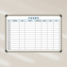 [기성] 차량관리현황판 600x400 차량보유현황판 칠판 화이트보드 제일교구, 일반형 (알자석부착 불가)