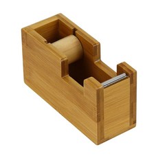 부쿠 우드 데스크 테이프 디스펜서 내추럴 대나무 귀여운 포장 사무실 및 가정용 견고하고 스타 시한 접착 홀더(블랙 월넛)