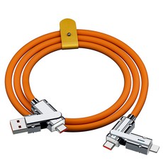 4in1 c타입 아이폰 usb 고속충전 케이블 1m, 오렌지, 1개