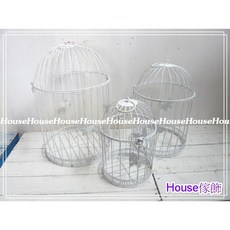 House傢飾 zakka南法田園鄉村風格 洗白蝴蝶鐵製圓形鳥籠 - 台南佳里, 1個