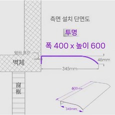 아크릴 캐노피 빗물차단 세로형 야외 비가림 설치 지붕 비막이 카페 투명처마 셰이드, 40x60cm 투명 (외관)