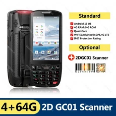 안드로이드 13 PDA 4G + Qualcomm 프로세서 CPU 1D 2D 바코드 스캐너 리더 NFC IP67 견고한 데이터 수집기, 01 유럽 ​​연합, 04 2DGC01 Scanner