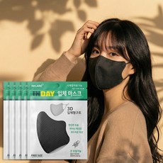 인데이 3D 입체 마스크 끈조절 항균 프리 사이즈 FREE SIZE, 블랙, 5개, 1매입