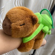 카피바라 손목 스냅 링 봉제 인형 여자친구 생일 선물, 20cm, 카피바라 스냅링+거북이 백팩, 1개