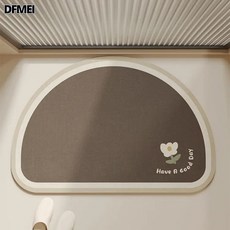 DFMEI 硅藻泥地墊浴室強吸水耐髒易打理防滑墊衛生間門口速幹耐磨門墊, 1個, 幸運花朵-半圓