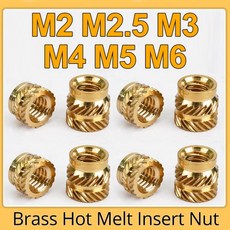 인서트너트 M2 M2.5 M3 M4 M5 M6 황동 핫멜트 널링 스레드 열 성형 3D 프린터 용 이중 능직 주입 내장, Length 4mm 50pcs
