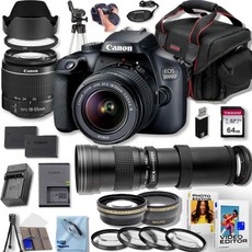 캐논 EOS 3000D / Rebel T100 DSLR 카메라 EFS 1855mm DC 줌 렌즈 + 420800mm f/8.3 HD 망원 T 마운트 포함 디럭스 액세서리 세트