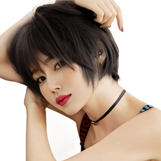 이쁘다샵 가발위드 단발 머리 숏 커트 통가발 루이다, 네츄럴블랙, 1개