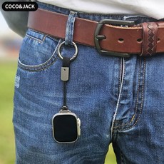 워치 스트랩 주황 컬러 버클형 손목 분실방지 메탈 키링, 38 40 41mm 범용 소형, 블랙