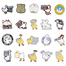 HICOHAND 브로치 세트 에나멜 바늘 만화 일상 생활 장식 에나멜 브로치 세트 중립 어린이 및 여성 의류 장식, Silly Goose