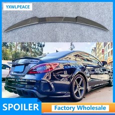 벤츠 CLS C218 W218 리얼 카본 파이버 글로시 블랙 리어 트렁크 립 스포일러 11-17년 호환, FRP 유광 Black