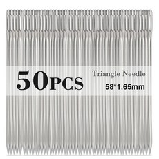 수제 가죽 바느질 가정 DIY 용품 파인트 프리즘 무딘 공예 라운드 스틸 스테인레스 바늘 헤드 핸드, Triangle 50PCS 1, 한개옵션1