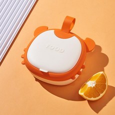 兒童矽膠輔食碗 便攜餐盤 防摔外帶餐具套裝, 1個, 萌蟹輔食碗-熱帶橙