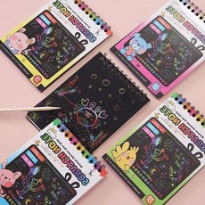 미니 스크래치 페이퍼 미술 놀이 색칠 공부 그림 노트 아동, 블루