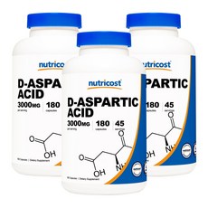 nutricost D-天門冬胺酸膠囊 3000mg, 180顆, 3罐