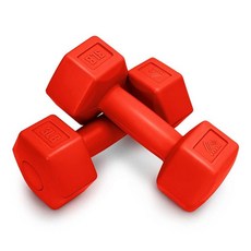 1.8kg(4파운드) 육각 덤벨 한 쌍 각 0.9kg(2파운드) 안정성을 위한 육각 모양 쉬운 휴대성을 위한 소형 근력 훈련 유산소 운동 걷기 등을 위한 덤벨 세트, 3lb, 레드