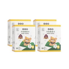 妙妙熊 平紋棉柔巾 80抽 嬰兒濕巾 寶寶柔濕巾 乾濕兩用, 4個, 80, 1g