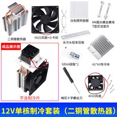 【御前甄選】12v溫差電子製冷器diy小冰柜 降溫龍貓 冰窩套件 寵物降溫, 12V單核製冷套裝（二銅管）不含製冷片