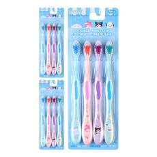 릴팡 산리오 더블 논슬립 컬러 칫솔 4pcs 주니어용 4~13세, 3개, 4개입