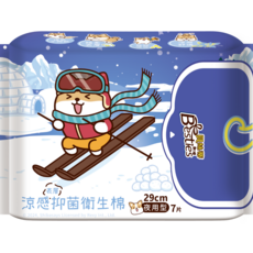 Besties 貝絲蒂 涼感抑菌衛生棉, 12個, 7片, Overnight