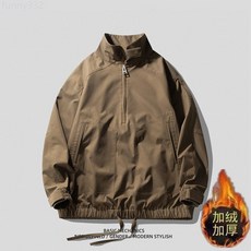 復古工裝衝鋒衣加絨加厚男士外套男秋冬季寬鬆套頭夾克休閒防風衣