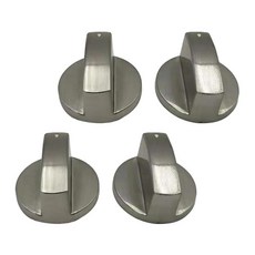 4Pcs 가스 레인지 버너 손잡이 Stovetop 손잡이 설치 용이 내구성 금속 손잡이 경량 교체, 4x4x2.4cm, 은빛, 알루미늄 합금