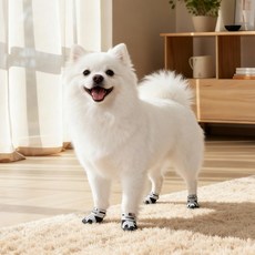 Jeernare 미끄럼방지 강아지 신발 충격흡수 강아지 발바닥 반려견신발 메쉬지퍼, 그레이, 4개