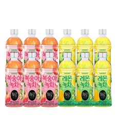 웰그린 스위츠 레몬녹차 제로&복숭아녹차 제로 페트음료, 12개, 500ml
