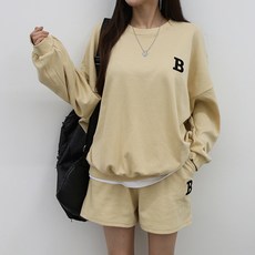 SSONG STYLE B刺繡男女短褲套裝