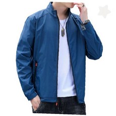 남성용 경량 점퍼 봄가을 간절기 바람막이 얇은 소재 데일리 캐주얼 아우터 블루