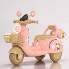 어린이 전동 오토바이 유아 삼륜차 스쿠터 아기전동차, 1개, 핑크