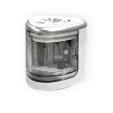 tenwin 電動雙孔削鉛筆機 快速削筆 安全省力, 銀色(新款), 1個